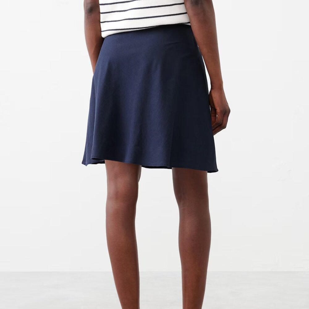 Banana Republic Preppy Navy Linen-Blend Mini Slip Skirt/NWT/6 - Picture 2 of 14